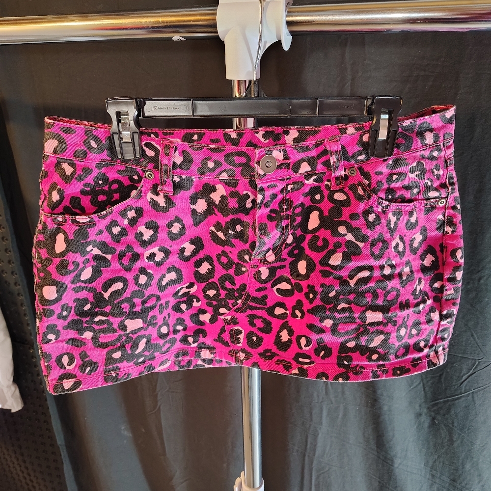 Hot Pink Cheetah Print Mini Skirt